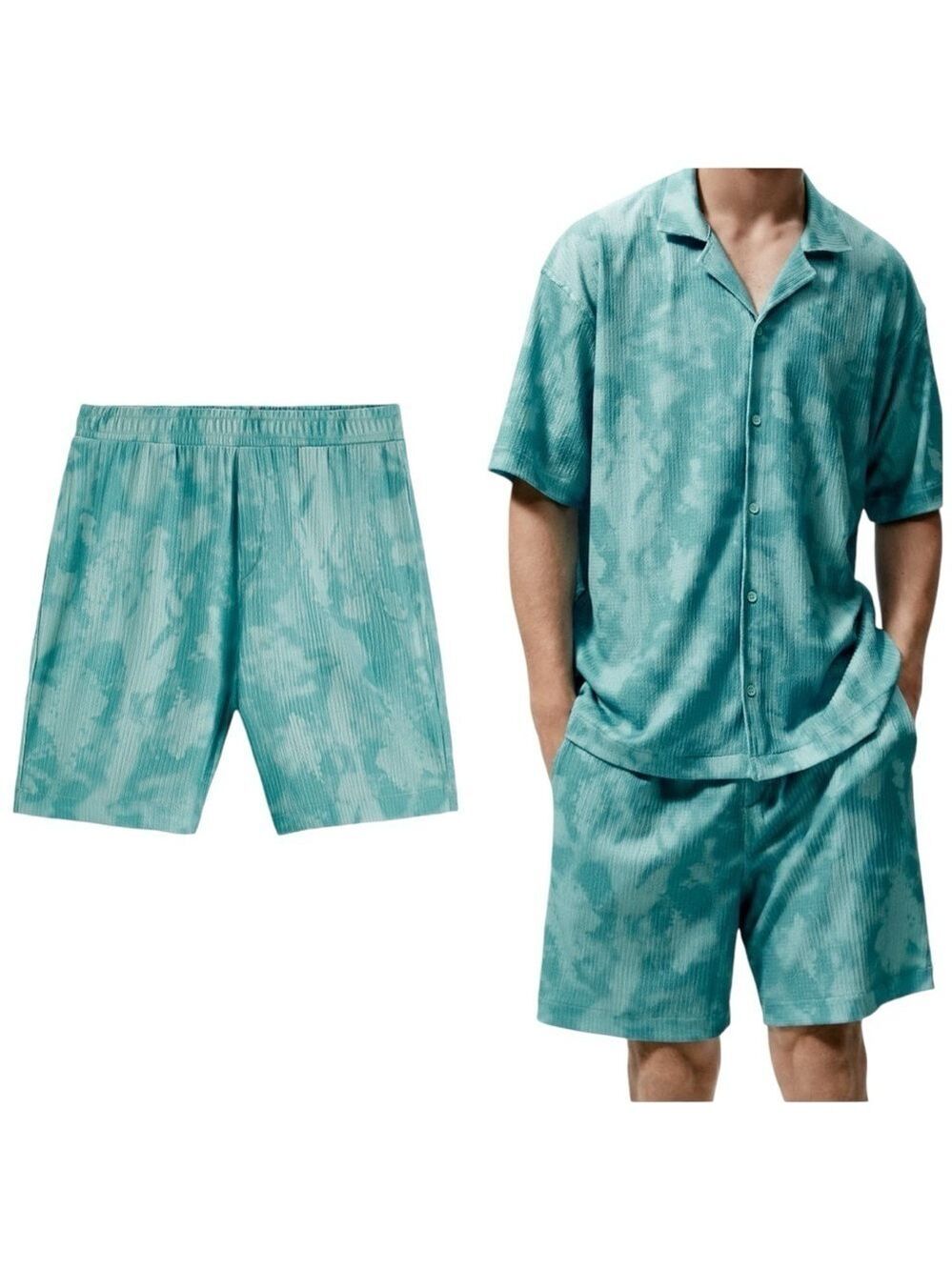 Zara Tie Dye Effect Relaxed Fit Elastic Waist Shorts 2795/311